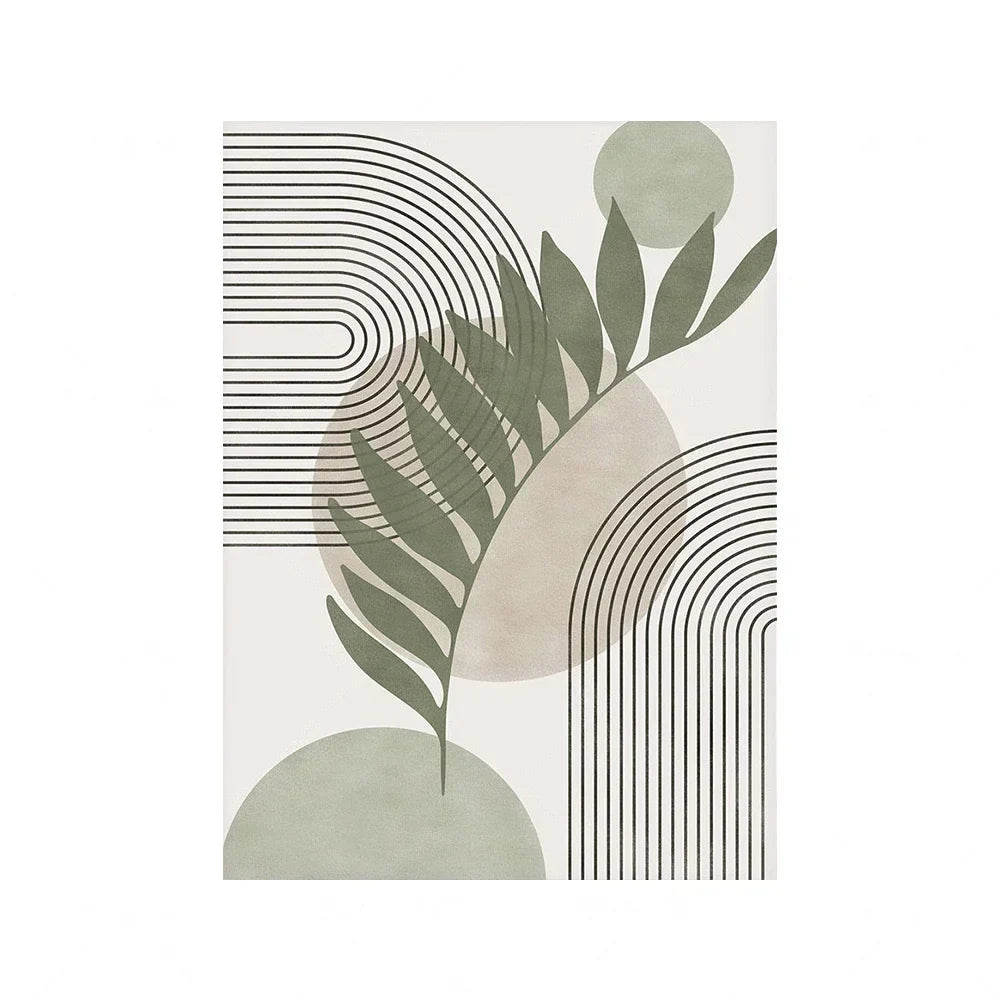 Sage Green Beige Minimalist Abstract Botanical Wall Art Fine Art Canvas Prints Pictures For Living Room Dining Room Nordic Home Decor | Bowlift
