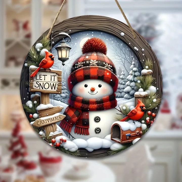 BowLift | CrystalSnow | Christmas wreath made of acrylic | Snowman & winter design | Wall & door decoration Ø 20 cm