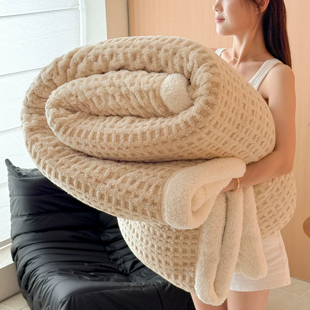 BowLift | Winter Dream Blanket – Double Layer Fleece Blanket with Lambswool Look | Ultra Warm, Soft & Skin Friendly | For Sofa, Bed & Cold Winter Days