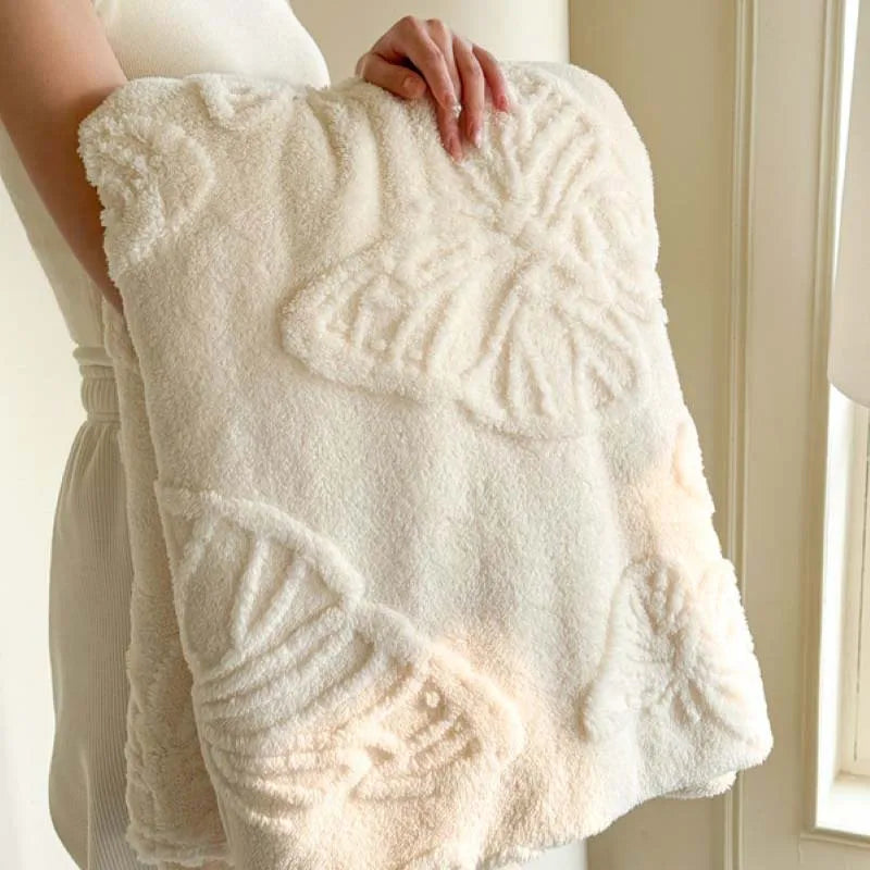 BowLift | Fleurière Flannel Blanket | 3D Butterfly Design | Soft & Warming | For Bed, Sofa & Camping