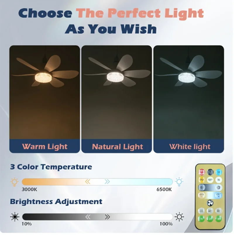 Elegant Flower Energy Saving RC Ceiling Fan Lamp | Bowlift