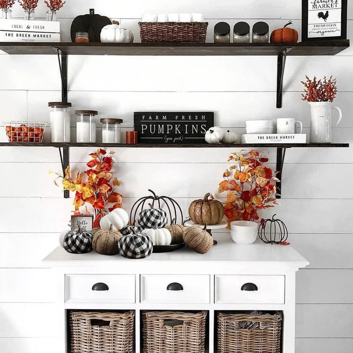 BowLift | Set of 12 decorative pumpkins made of jute material for autumn and Halloween
