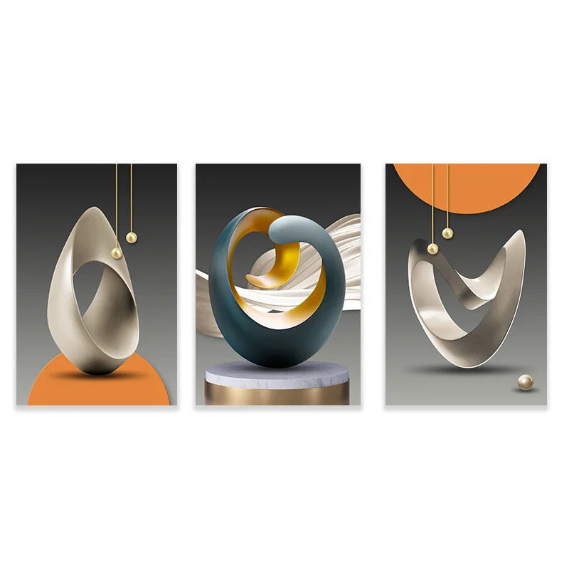Set of 3Pcs Modern Aesthetics Abstract Still Life Wall Art Fine Art Canvas Prints Pictures For Luxury Loft Apartment Living Room Dining Room Art Decor | Bowlift