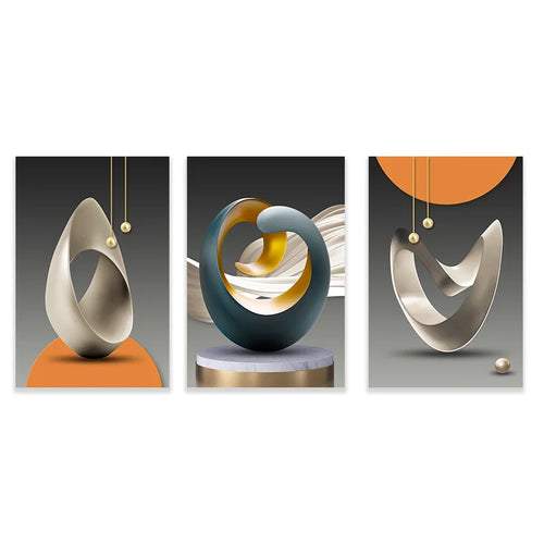 Set of 3Pcs Modern Aesthetics Abstract Still Life Wall Art Fine Art Canvas Prints Pictures For Luxury Loft Apartment Living Room Dining Room Art Decor | Bowlift