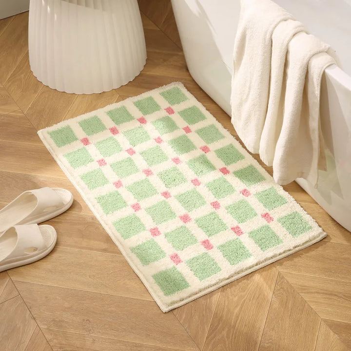 Long Tufting Grids Bathroom Mat | Bowlift