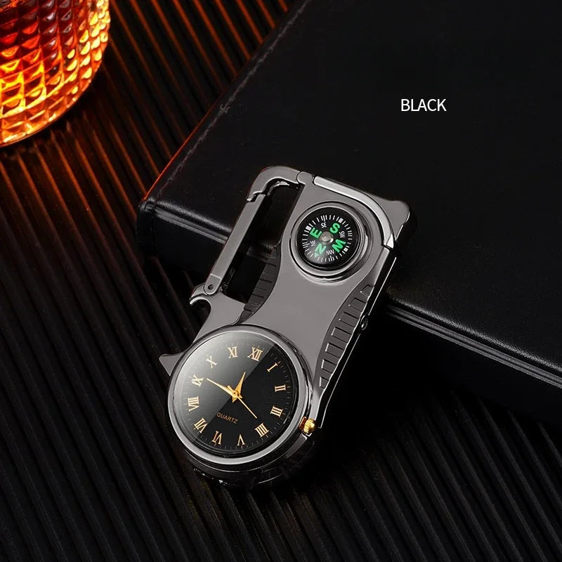 4in1 Windproof Metal Butane Compass Watch Keychain Lighter | Bowlift
