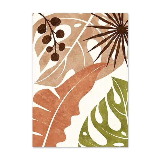 Terracotta Moon Abstract Bohemian Botanical Still Life Wall Art Fine Art Canvas Prints Gallery Wall Pictures For Modern Living Room Dining Room Art Decor | Bowlift