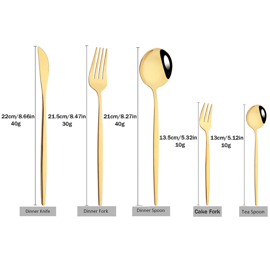 Stainless Steel Premium Dinnerware Set - Includes Steak Knife, Fork, Coffee Spoon, Teaspoon and Flatware Bowlift