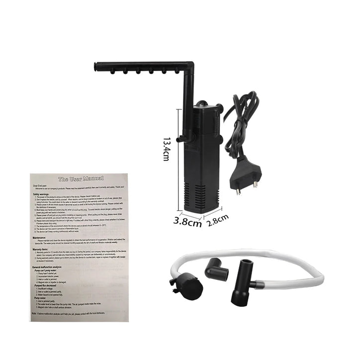 BowLift | AquaThero Water Filter Pump for Aquariums | Submersible Pump with Filter & Oxygen Supply | For Fresh & Saltwater | EU Plug