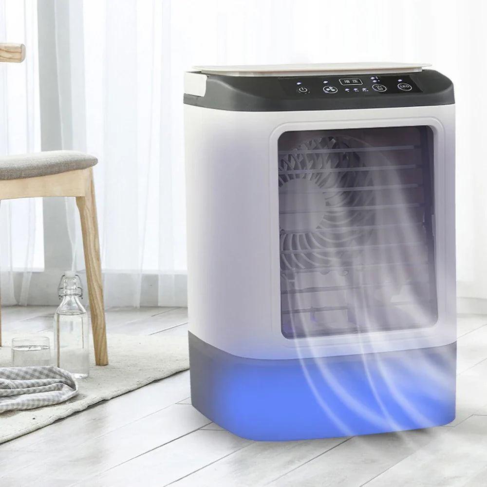 USB Portable Mini Air Conditioner Fan – 3-Speed Desktop Cooling Fan with LED Night Light, Air Cooler for Home, Office, and Camping | Bowlift