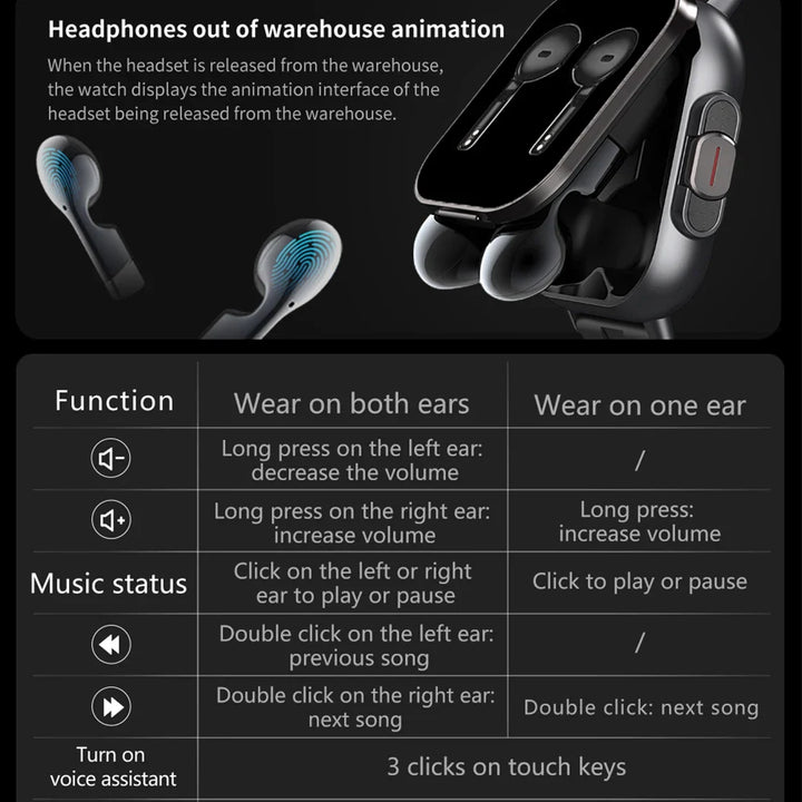 BowLift | 2 in 1 Smartwatch With Earbuds