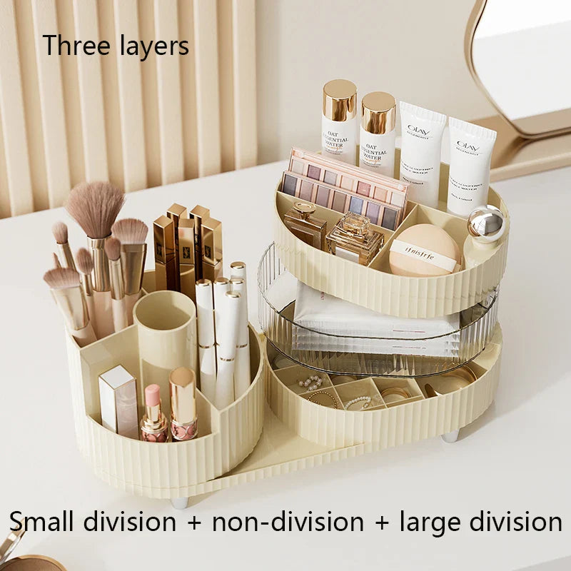 BowLift | Clearlyn SpinBox Rotatable Make-up Organizer made of Plastic | Cosmetic Box with Compartments | 360° Rotating & Space-Saving | Acrylic Look