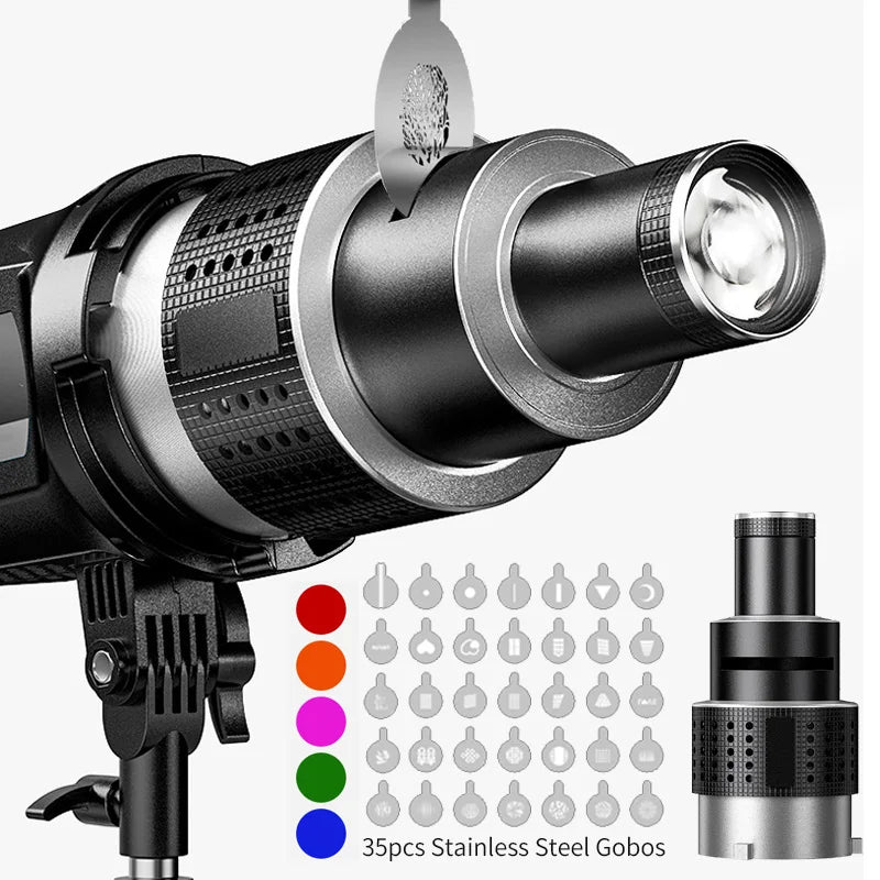 BowLift | Optical Spotlight Conical Lens Kit with 35 Gobos & Bowens Mount – Lumina
