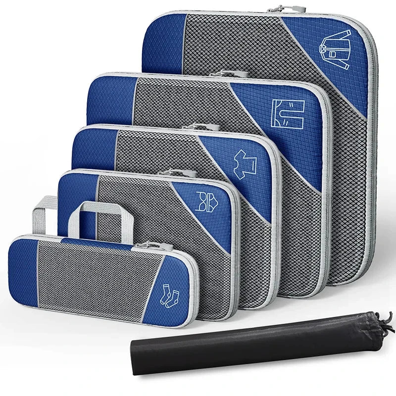 BowLift | PackEase Travel Organizer Set | 6-piece | Compressible Suitcase Bags | Waterproof & Space Saving