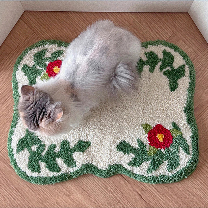 Floral Fluffy Bath Mat | Bowlift