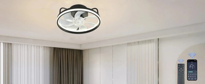 Modern LED Ceiling Fan Light with DC Motor - 6 Speed, Timer, Low Floor Attic Fan, Remote Control Decorative Light | Bowlift