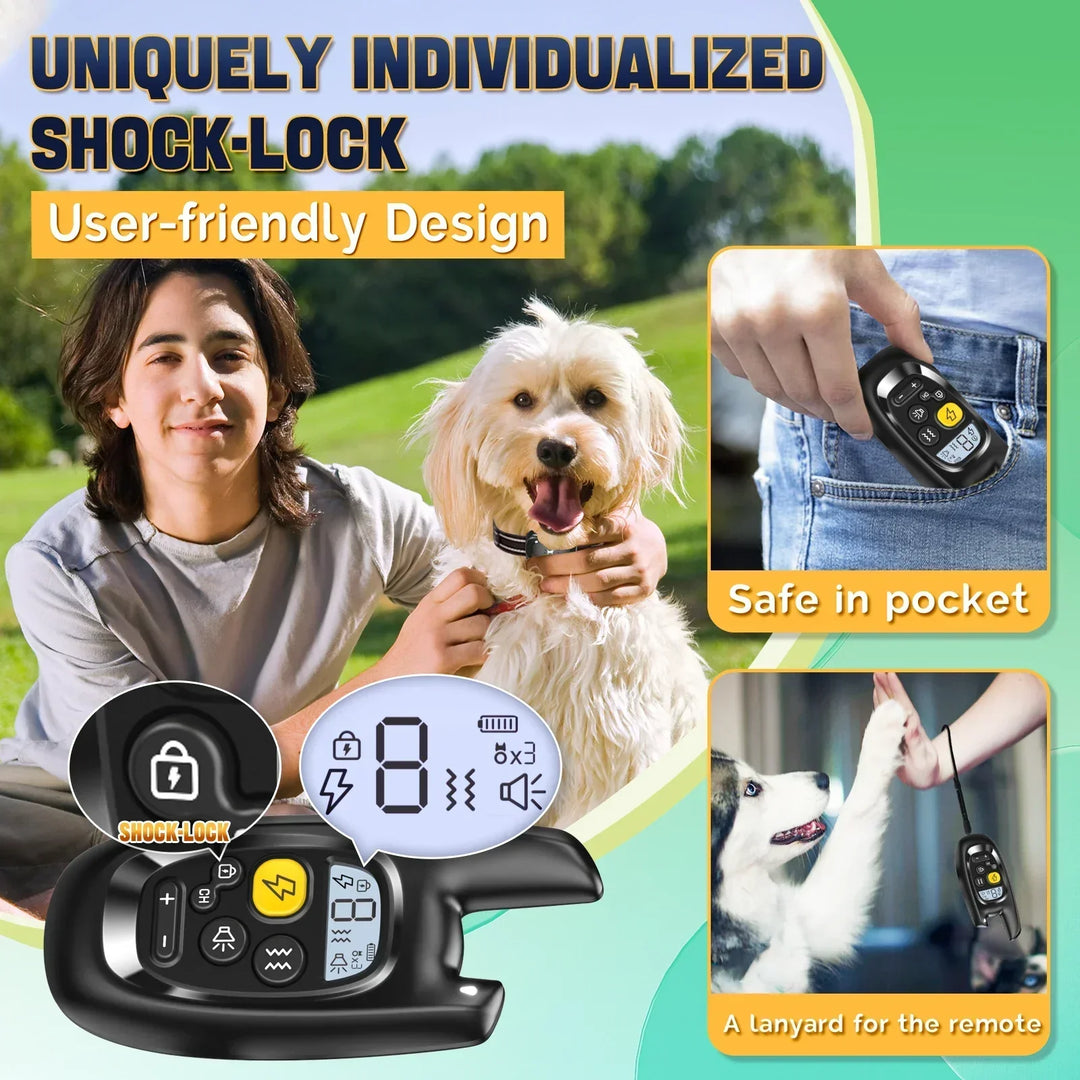 BowLift | Dog Training Collar with Remote – Shock Lock, Sound & Vibration Modes, Waterproof, 1600ft Range