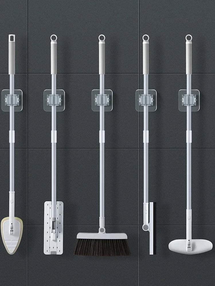 BowLift | Mop holder FixoGrip | Self-adhesive & Waterproof | Wall mount without drilling | Set of 4