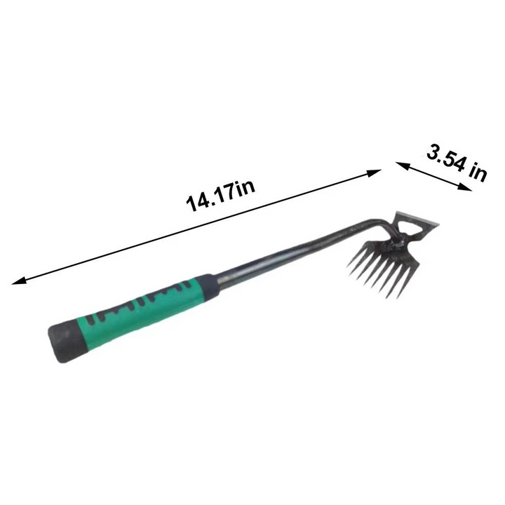 BowLift | Dual-Purpose 8-Tooth Manganese Steel Hoe with Non-Slip Rubber Handle for Weeding, Digging, and Soil Loosening