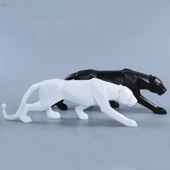 BowLift | Panther Statue, Animal Figure, Abstract Geometric Style, Resin, Leopard Sculpture, Home Office, Desktop Decoration, Crafts