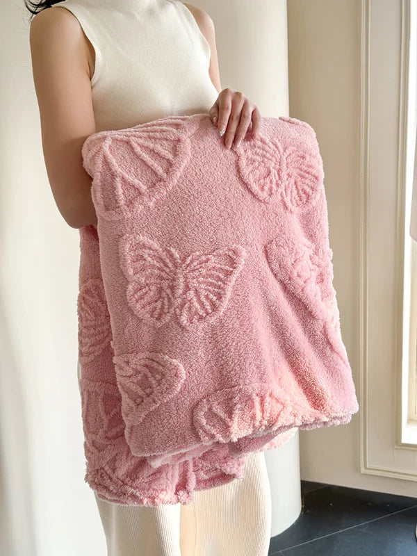 BowLift | Fleurière Flannel Blanket | 3D Butterfly Design | Soft & Warming | For Bed, Sofa & Camping