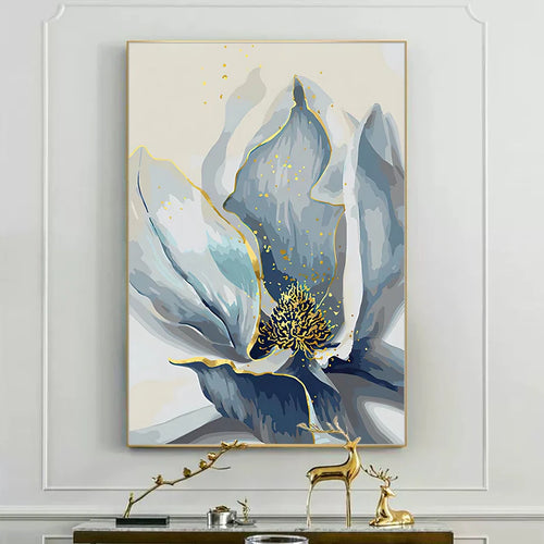 Big Blue Petal Floral Wall Art Fine Art Canvas Prints Modern Botanical Abstract Pictures For Living Room Bedroom Dining Room Art Decor | Bowlift