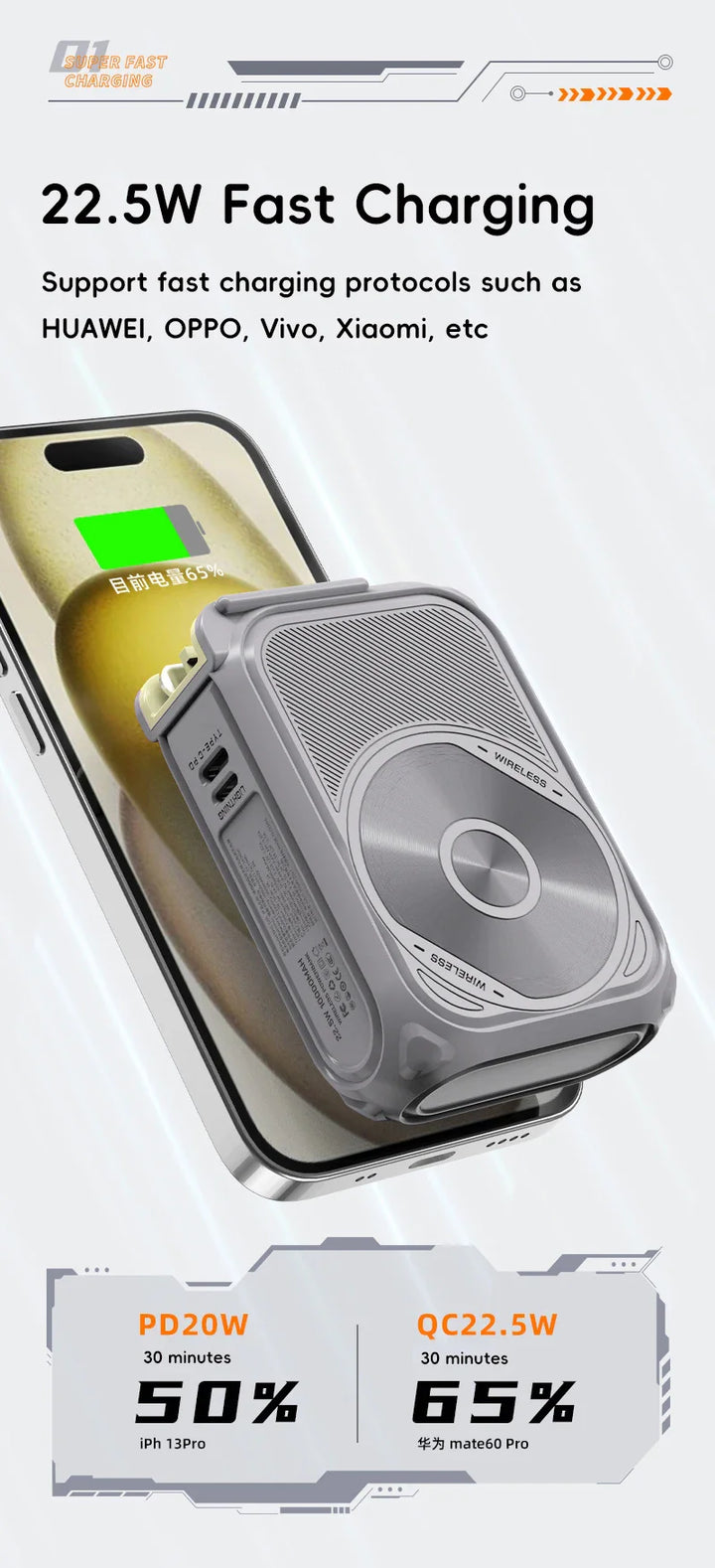 BowLift | USB Portable Magnetic Wireless Power Bank