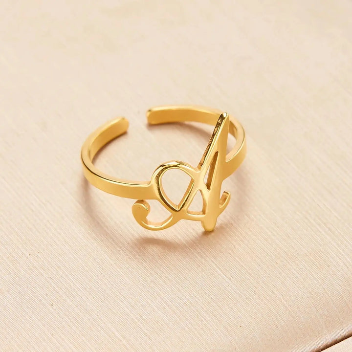 BowLift | Adjustable Italic Cursive Letter Initial Ring