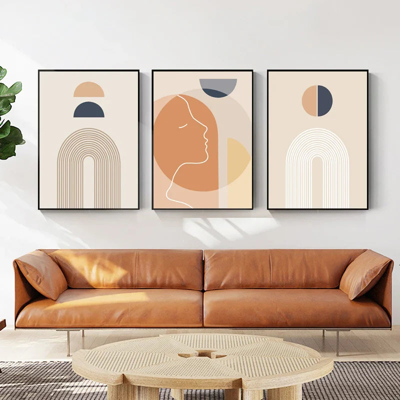 Minimalist Abstract Solar Geometry Wall Art Fine Art Canvas Prints Pictures For Living Room Bedroom, Home Office Art Decor | Bowlift