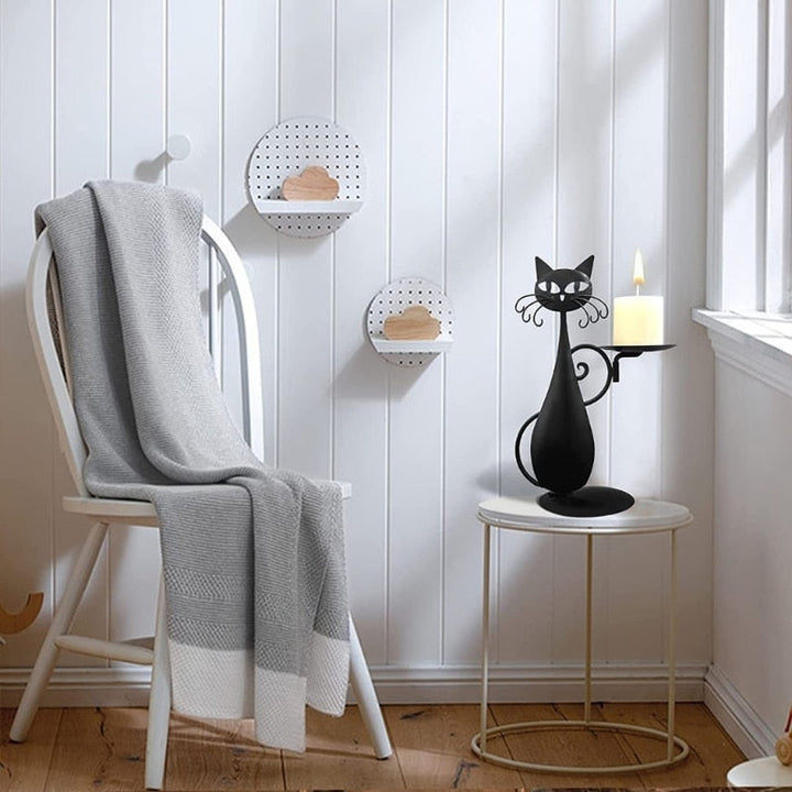 Midnight Panther - Mystical Black Cat Candle Holder Bowlift