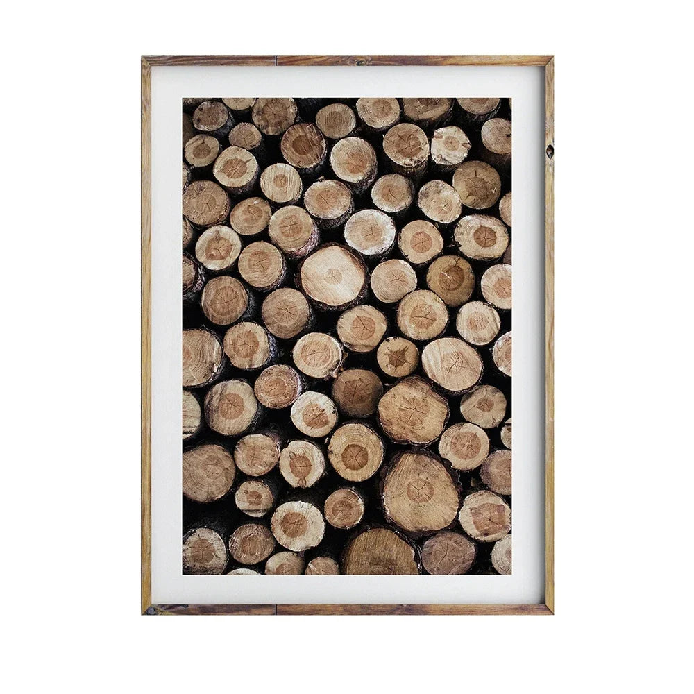 Natural Wood Tree Rings Wall Art Posters Fine Art Canvas Prints Pictures For Modern Farmhouse Living Room Scandinavian Style Home Decor | Bowlift