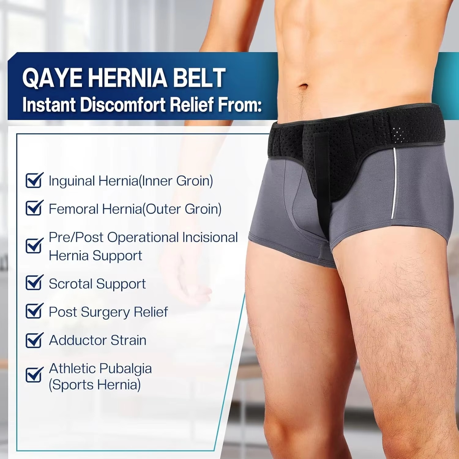 BowLift | Hernia Support Belt for Men and Women with Removable Compression Pads