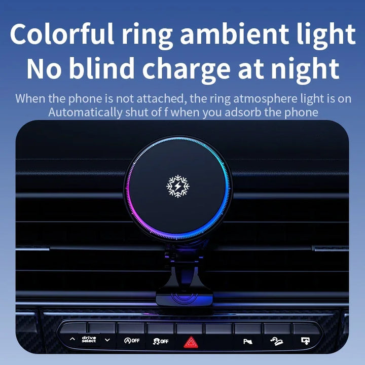 BowLift | FrozzCharge Car Charger | Magnetic 15W Wireless Charging with Cooling Function | RGB Light | iPhone MagSafe Compatible