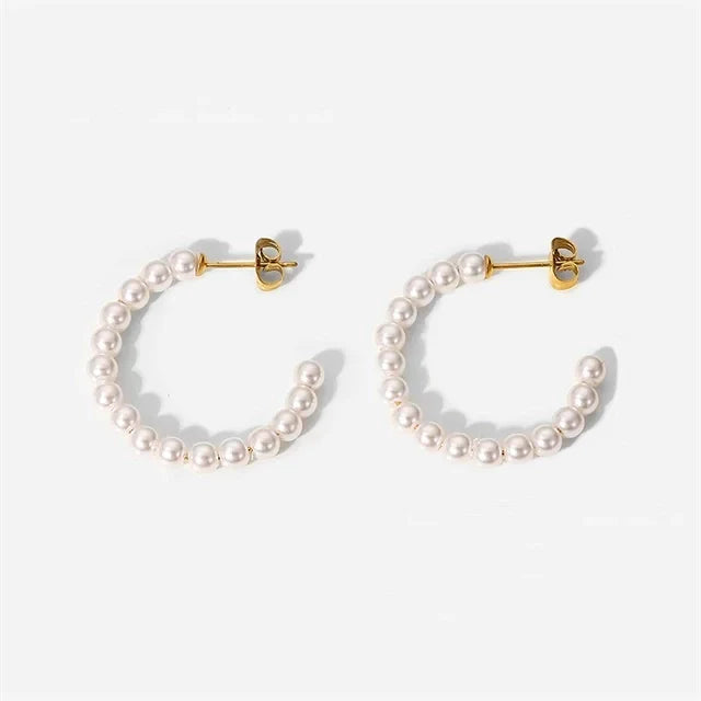 BowLift | Elegant C Hoop Pearl Earrings