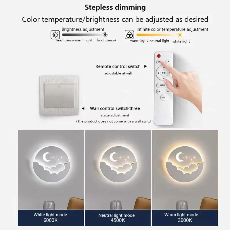 BowLift | Magical LED Wall Lamp with Moon and Stars │ Create an Enchanting Atmosphere in Your Room