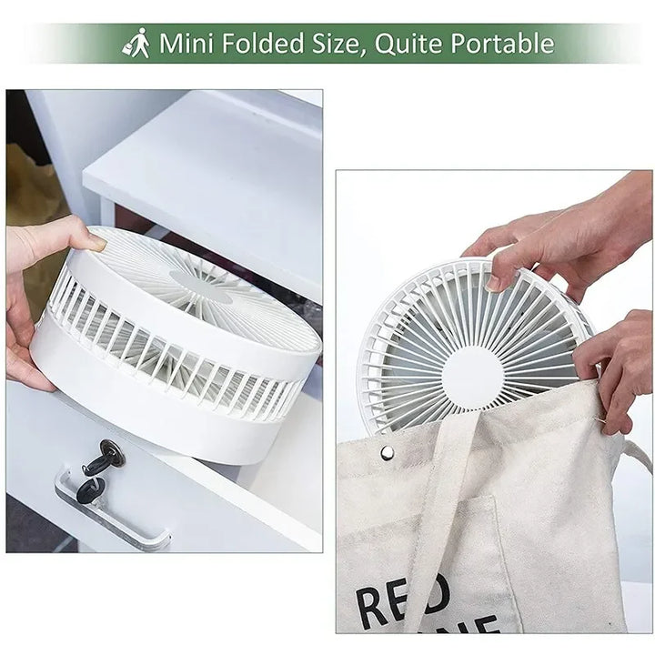 7200mAh USB Rechargeable Portable Folding Fan Floor Low Noise Fan for Outdoor Home Wireless Fan 4 Speed Camping Portable Fan | Bowlift