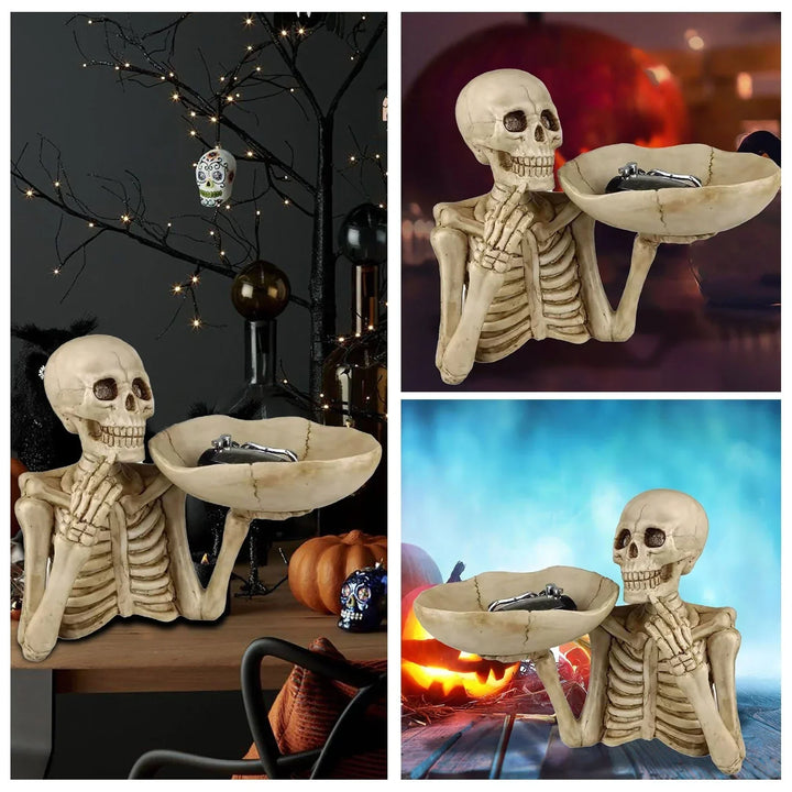 BowLift | SkullServe | Skull Decor Tray made of Resin | Gothic & Halloween Accent | Versatile Use