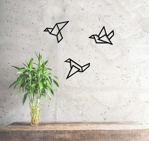 Set of 3Pcs Iron Geometric Birds 3d Wall Decoration For Nordic Living Room Dining Room Bedroom Wall Decor | Bowlift