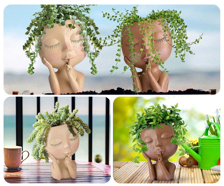 BowLift | Decorative Flower Pot – Creative Plant Pot with Face for Houseplants & Succulents