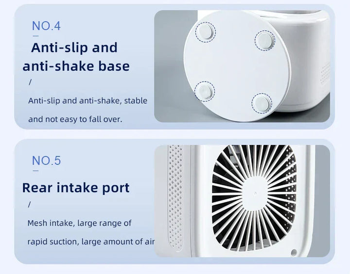 BowLift | CoolAir Breeze | 3-in-1 Fan & Humidifier | Compact and USB-powered | 7 Color Mood Light