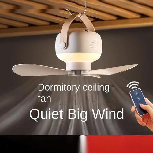 Portable Wireless Mini Ceiling Fan – USB Fan with Remote Control, Stand, Night Light for Home, Outdoor & Camping | Bowlift