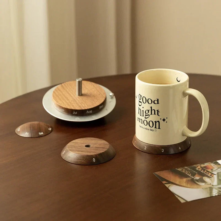 Cosmic Cycle Minimalist Rotating Wooden Calendar | Bowlift