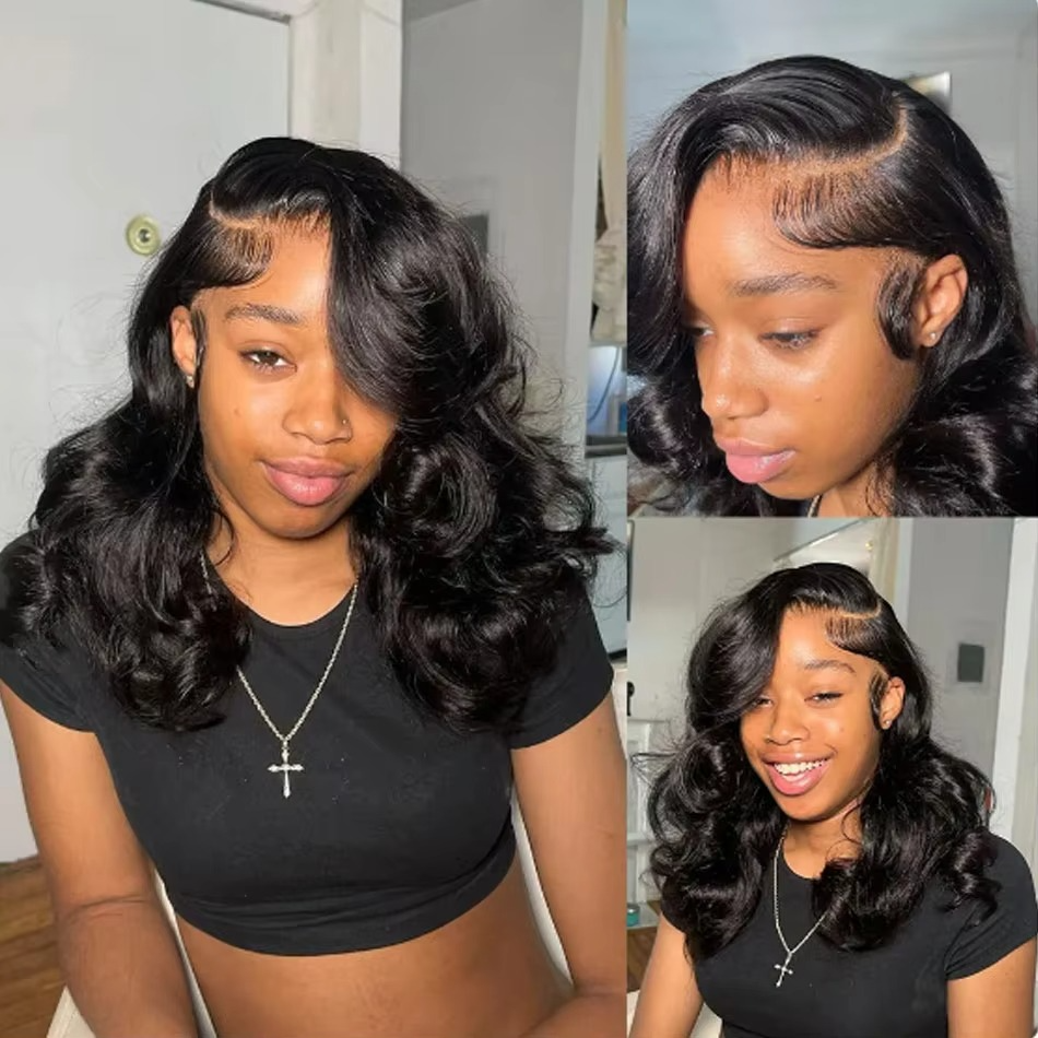 BowLift | Short Peruvian Body Wave Hair Bundles 3/4 Pack Deals, 100% Unprocessed Virgin Human Hair, Loose Body Weave