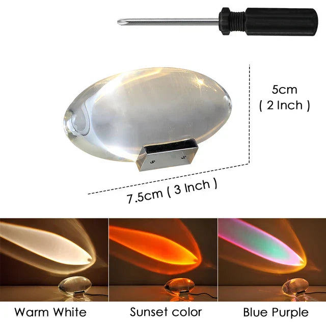 BowLift | Crystal LED Table Lamp "Eye of the Sky" – Italian Designer Nightstand Projector Lamp for Living and Bedroom Decoration