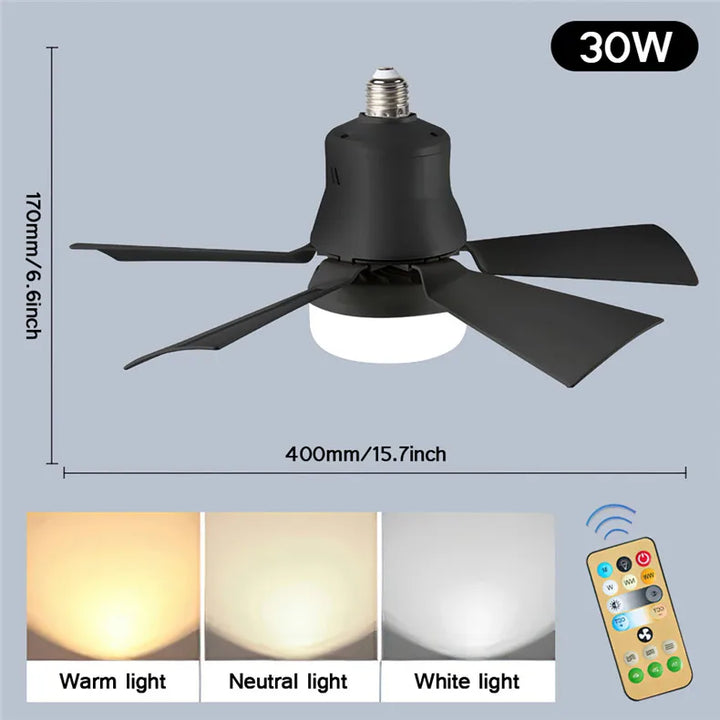 30W E27 Ceiling Fan Light with Remote - LED Dimming Function, Intelligent Silent Fan for Bedroom & Living Room | Bowlift