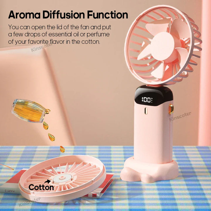 BowLift | AERIONIQ 3-in-1 Mini-Fan | LED Display | 5 Levels | Battery with Power Bank Function | Portable & Standable