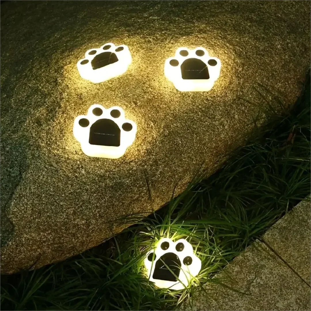 Glowing Paw LED Solar Pathway Outdoor Lights | Bowlift