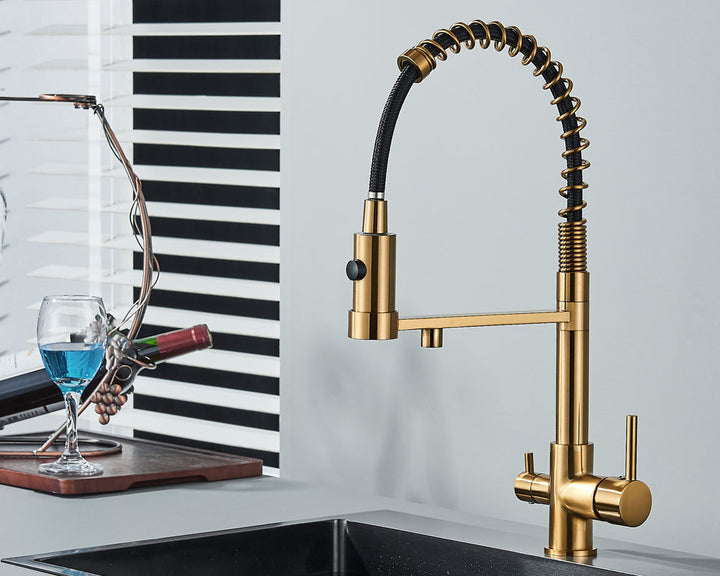 Sandsberg Black Filter Kitchen Faucet with Dual Outlet – Mixing Tap with Water Filter for Kitchens, Water Treatment and Cleaning | Bowlift
