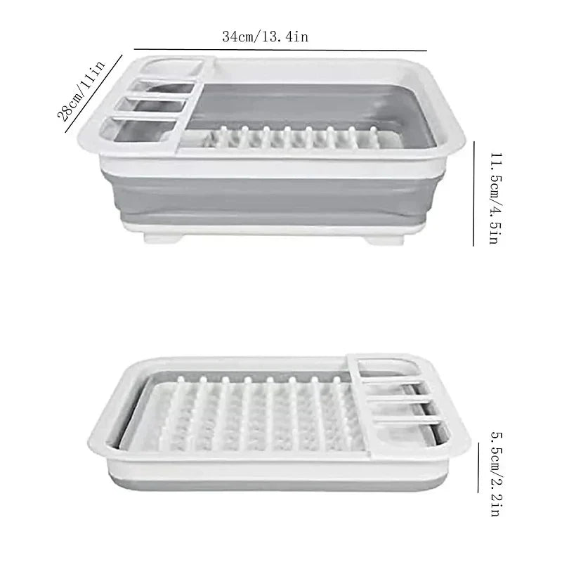BowLift | TrockniQ Foldable Drying Rack Kitchen | Dish Rack with Water Drain | Space-Saving & Washable | Modern Design Made of Plastic