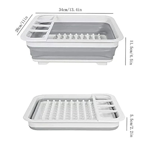 BowLift | TrockniQ Foldable Drying Rack Kitchen | Dish Rack with Water Drain | Space-Saving & Washable | Modern Design Made of Plastic